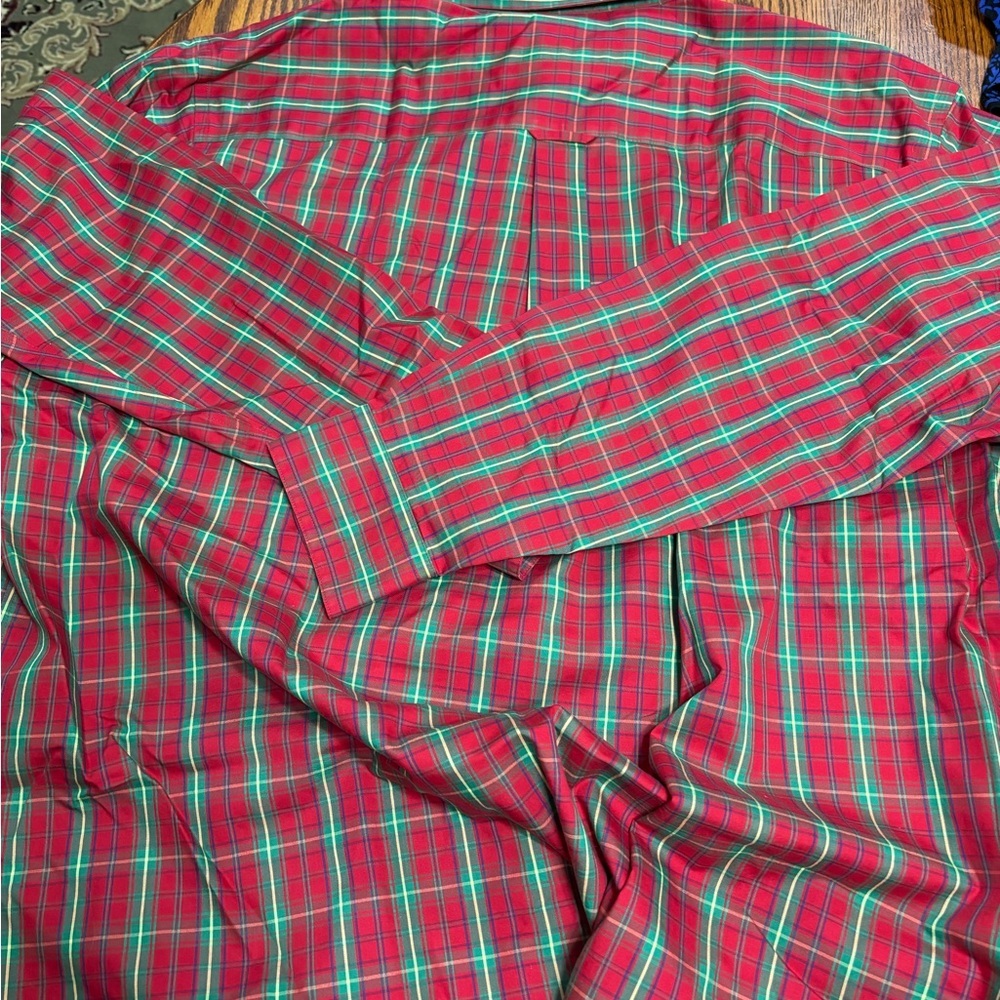 CABELAS SIZE 2XL TALL MENS RED & GREEN PLAID LONG SLEEVE SHIRT - Picture 5 of 5